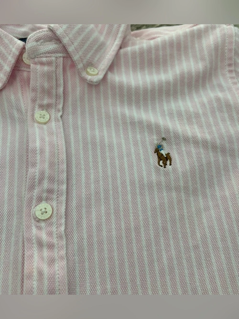 Polo by Ralph Lauren Pink Stripe Button-Front Kids Dress Size 16